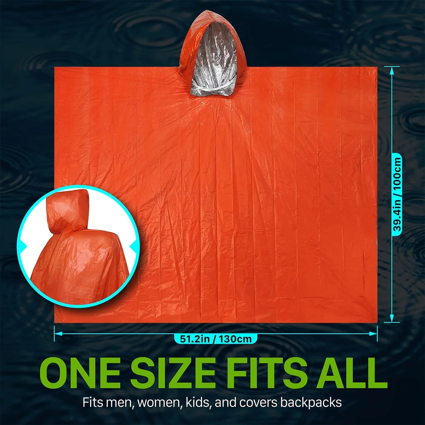 9Pcs Emergency Survival Kit, Thermal Bivvy Bag, Poncho, Tent, Whistles, Camping Gear