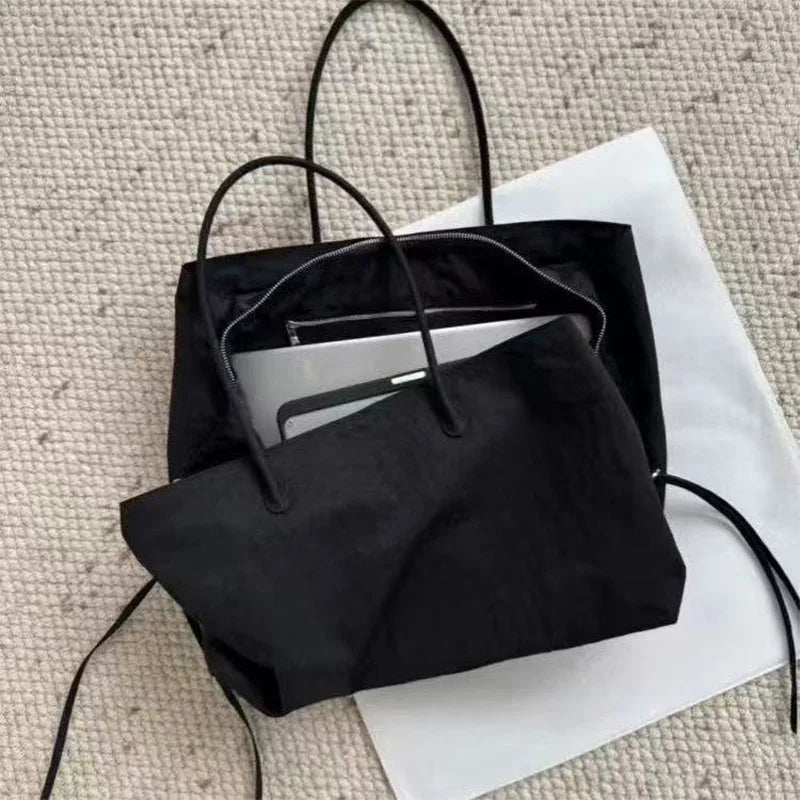 Nylon Women's Commuter Tote Bag Minimalist Large-capacity Tote Bag Ladies Multi-layer Waterproof Computer Shoulder Nylon Handbag