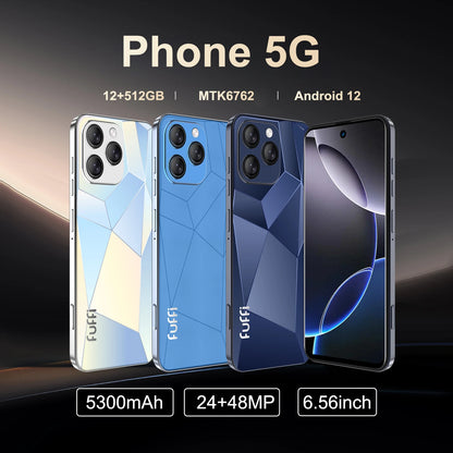 FUFFI Global Vision I16 Pro Smartphone 5G Android 5300mAH 12GB RAM 512G ROM 6.56Inch 1080x2640HD 24+48MP 4G Network Mobile Phone