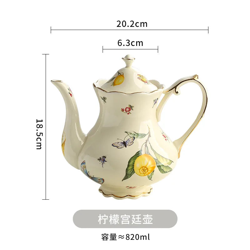 Vintage Lemon Teapot Coffee Cup and Saucer Set Beautiful Coffee Mug Modern Set Tania Bulhoes Luxury Design Cup