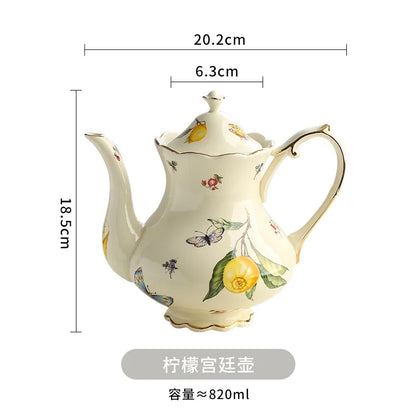Vintage Lemon Teapot Coffee Cup and Saucer Set Beautiful Coffee Mug Modern Set Tania Bulhoes Luxury Design Cup