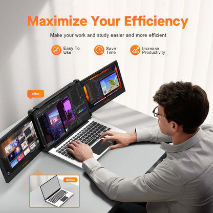 GTMEDIA 11.6Inch Portable Monitor 1920*1080 IPS FHD Triple Dual Extender Screen Full View Fold Display For 13.0-17.3Inch Laptops