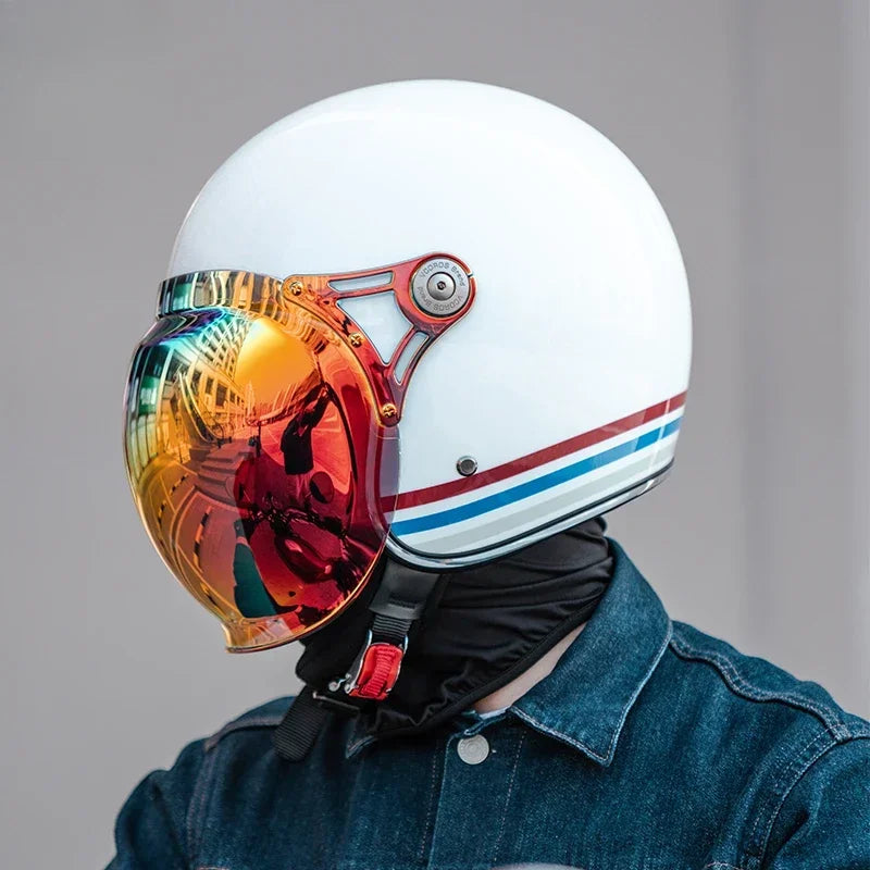 VCOROS Carbon fiber Retro Motorcycle Helmet Half Open face helmet fiberglass Cascos para motos DOT Certification