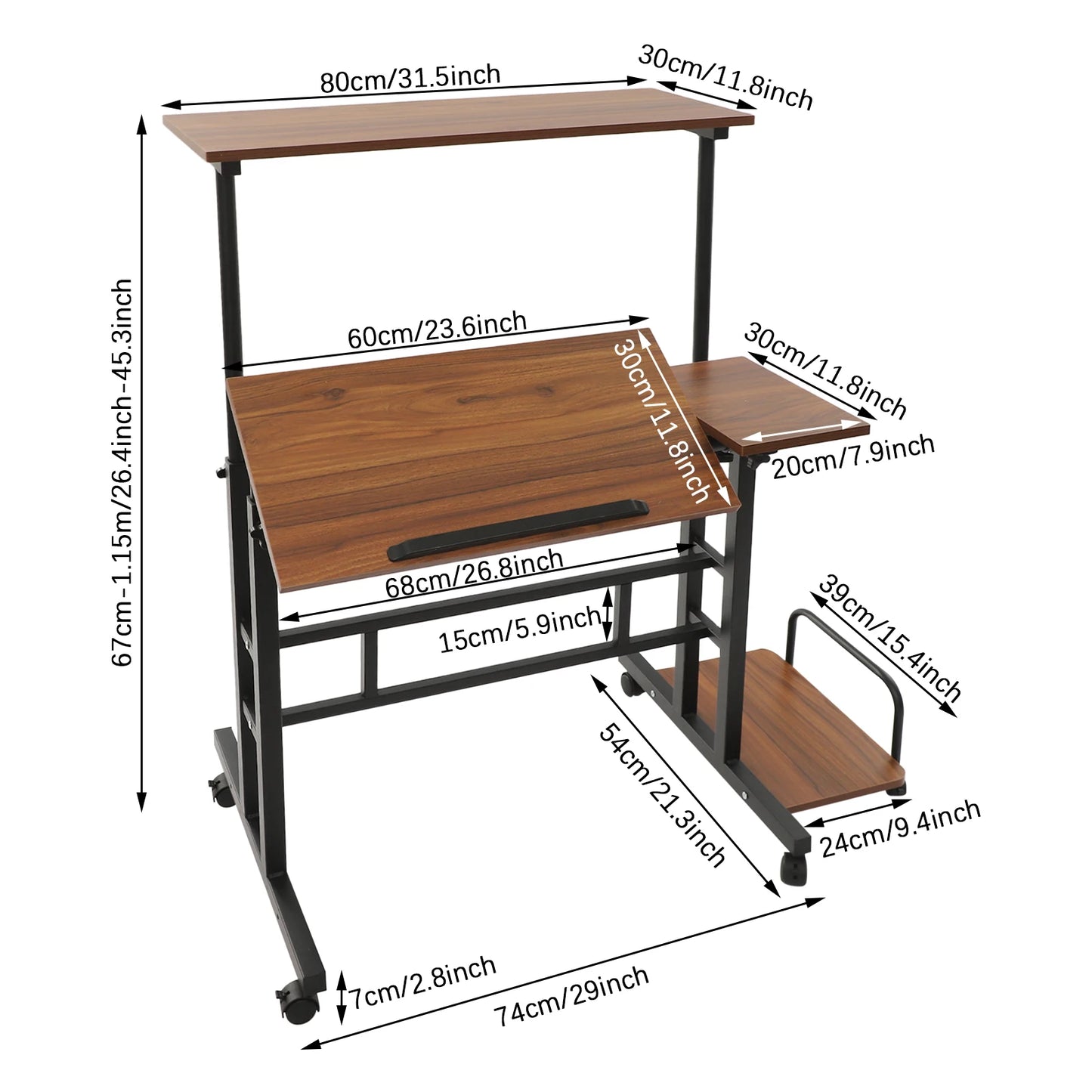 Multi Functional Foldable Computer Desk Adjustable Portable Laptop Desk Modern Computer Desk Computer with Wheels for Work Study