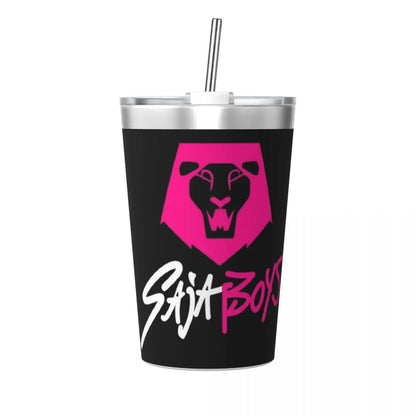 Mystery Saja Boys Kpop Demon Hunters Tumbler With Straw For Kids Stainless Steel Travel Mugs Double Wall Vacuum Insulated 12oz