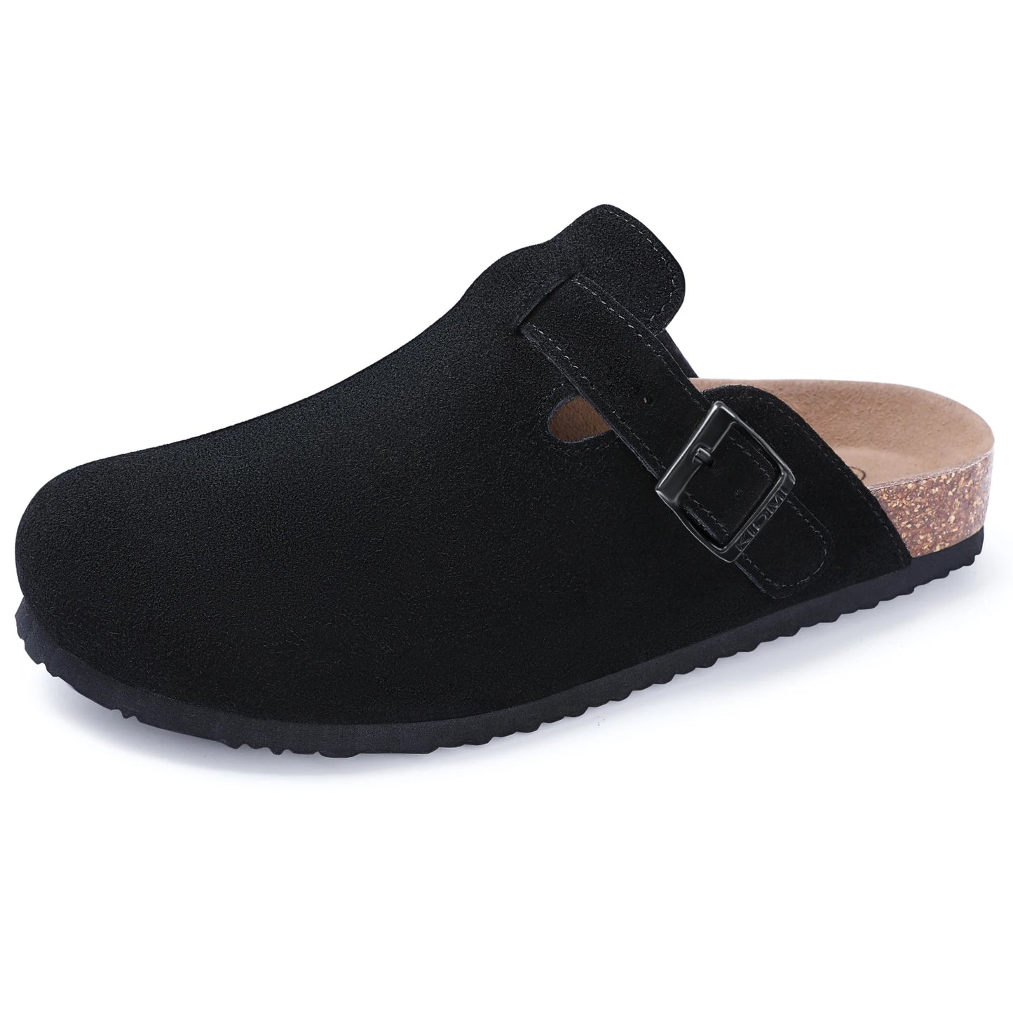 Crestar Women's Suede Clogs Lady Fashion Buckle Leather Mules Comfort Cork Footbed Potato Shoes with Arch Support Beach Sandal