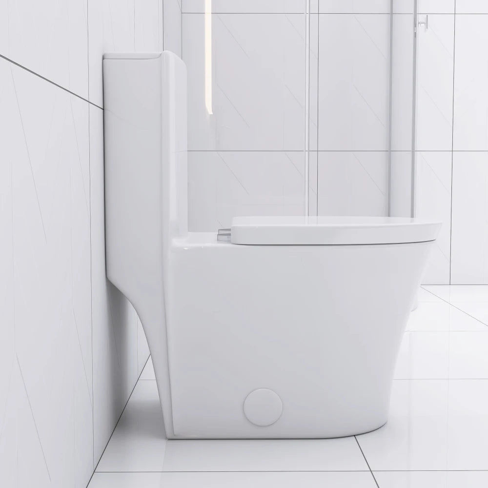 Matte Black Elongated One Piece Toilet Dual Flush 1.1/1.6 GPF Water Saving Map 1000g,Matte Black