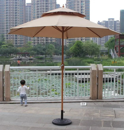 Luxury Custom Wooden Patio Umbrella Aluminum Frame Backyard Garden Sunshade for Outdoor Beach Hotel & Park Use
