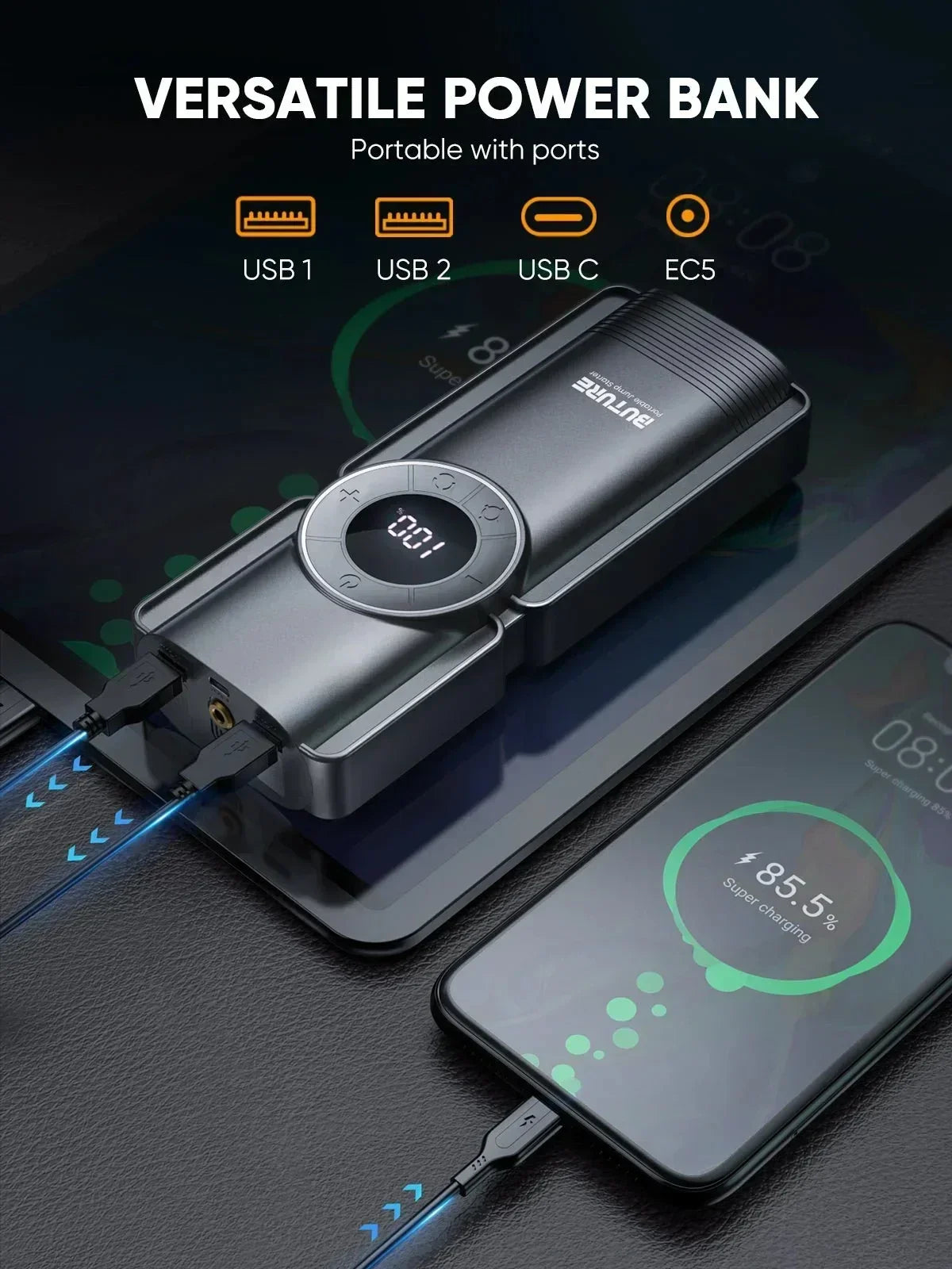 Car 3500A Portable 12V Jump Starter Power Bank 12V Auto Battery Charger Booster Starting Device with Air Compressor 4 in 1