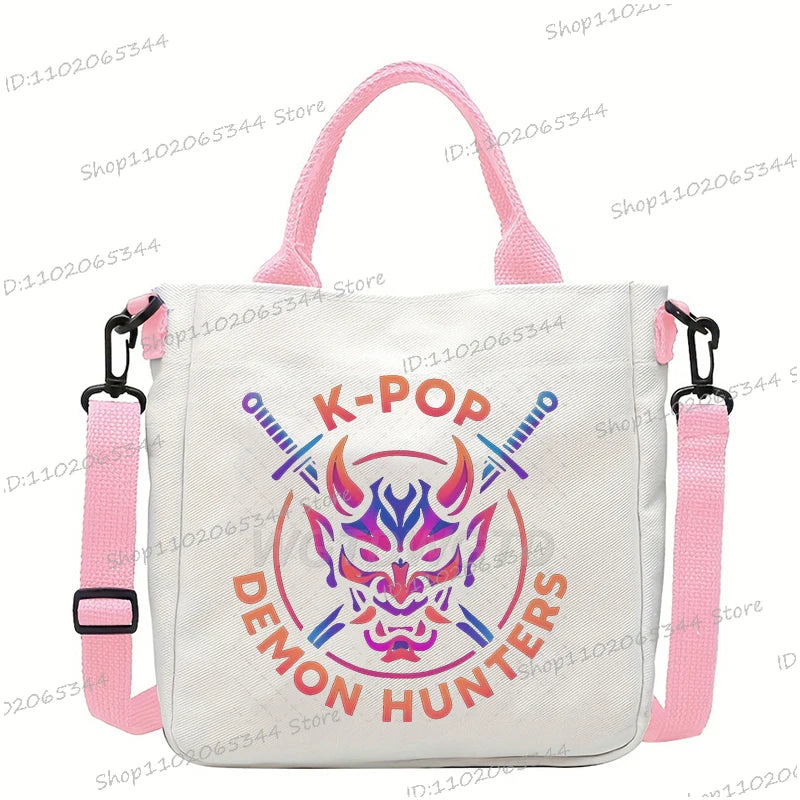 Y2K Anime Cartoon Print Women Canvas Strap Shoulder Bag Fashion Cartoon Anime Crossbody Bags Student Teenage Handbags