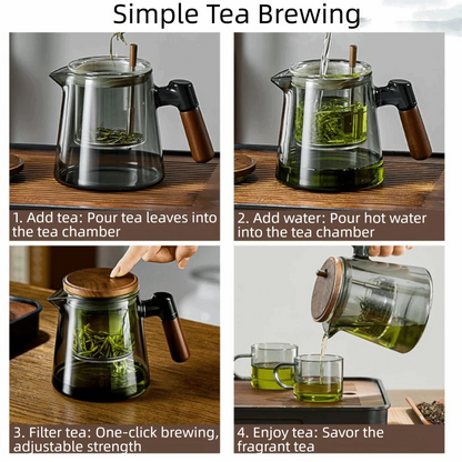 Creative Tea separation Glass Teapot 650ML Heat Resistant Lazy Kungfu Drip Teapot Transparent Press Control