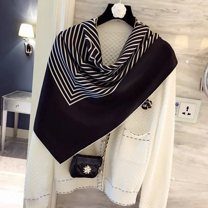 Luxury2025Square Silk Scarf for Women 90*90Hijab Hair Bands Neckerchief Female Satin Shawl Ribbon Headband Fashion Wraps