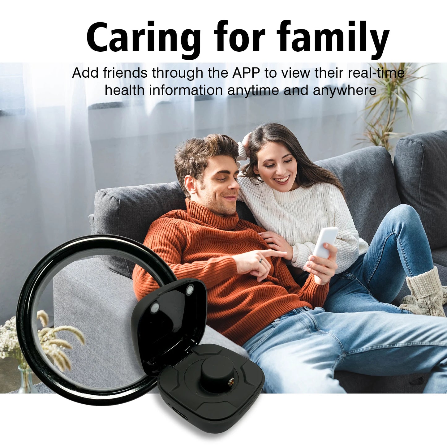 Smart Ring with Charging Case for Men Women, Health and Sleep Monitor, IP68 5ATM Waterproof, Multi-sport Mode