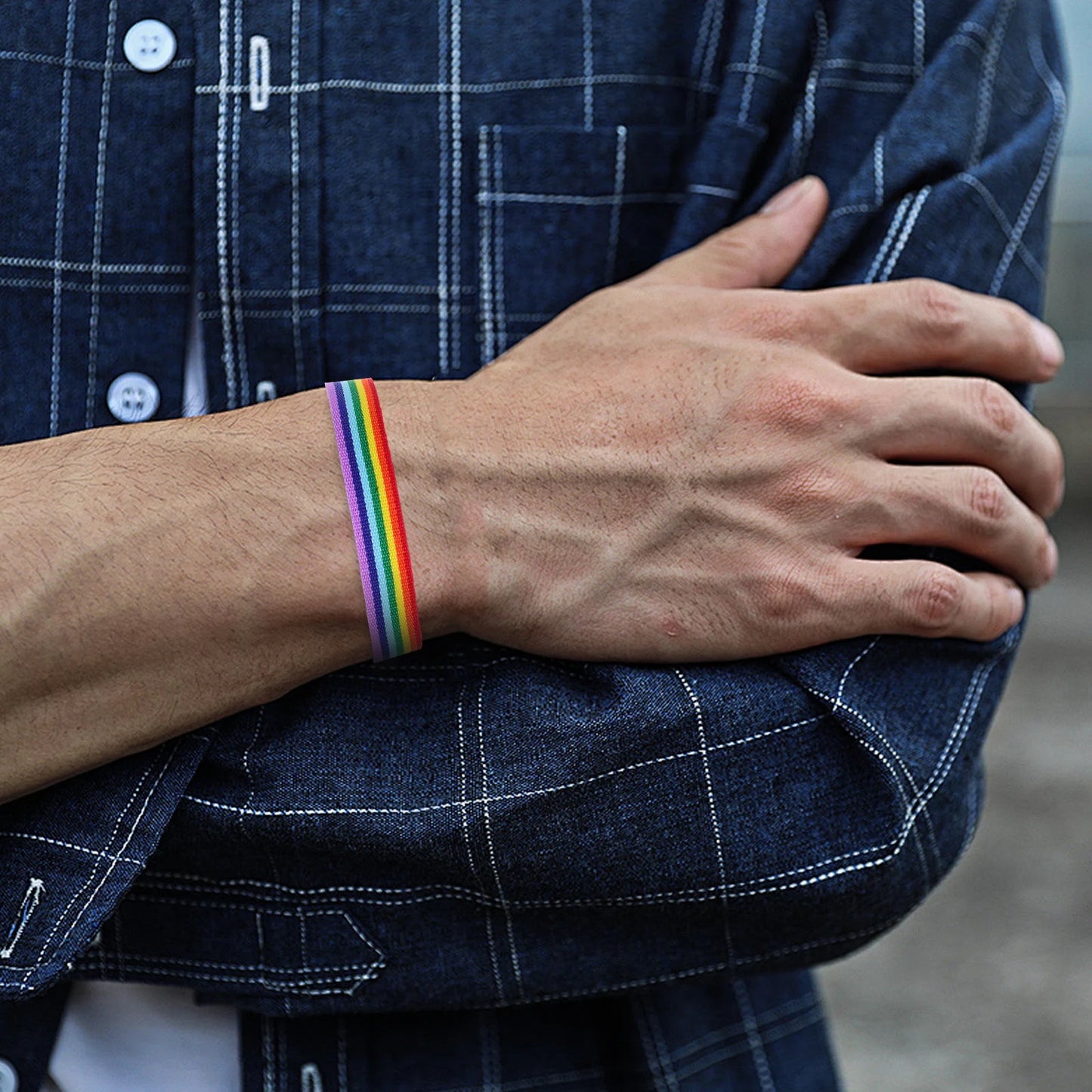 2pcs Rainbow Pride Bracelet Wristband Rope Woven Friendship For Men Lgbtq Cause Support Parties Unisex Trendy