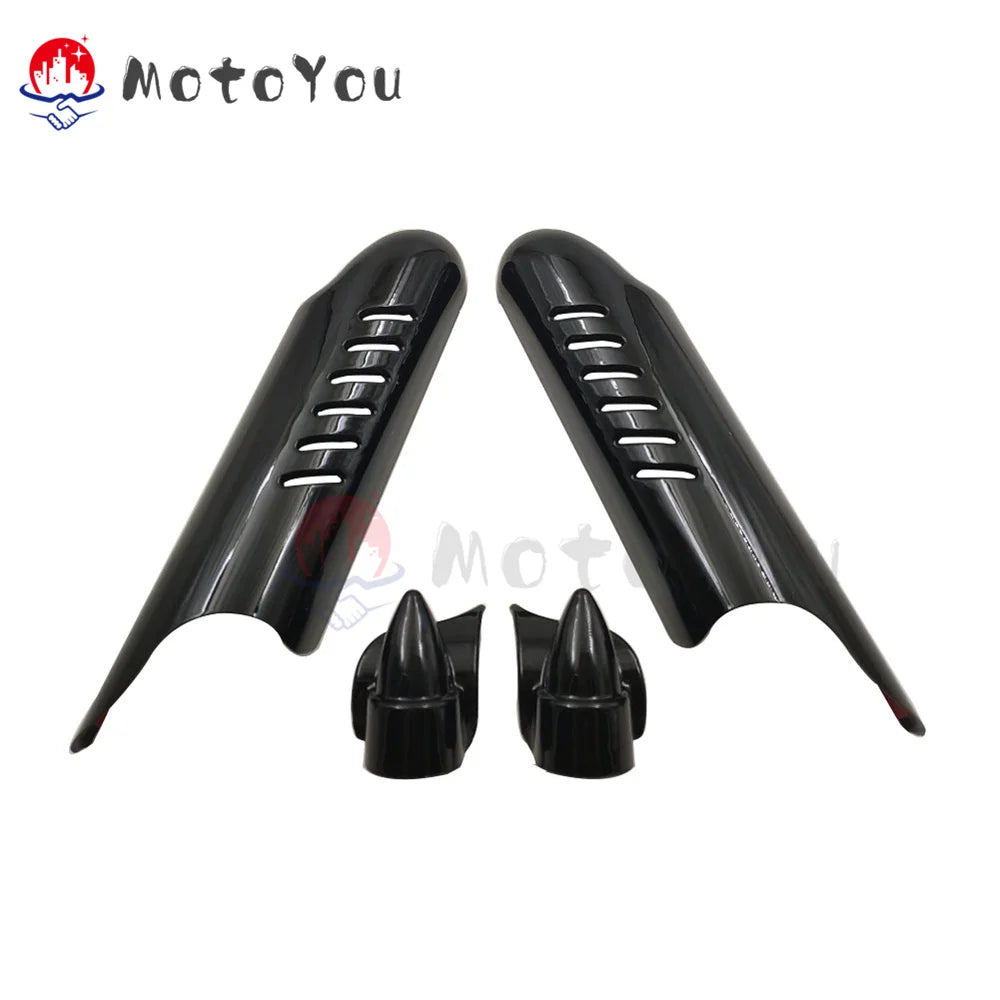 Deflector Shield Protector Lower Fork Leg Guard Motorcycle Ornamental Moulding Replacement for Harley Road King Touring 00-13