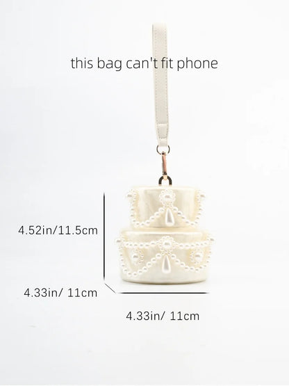 Cake shape clutch bag acrylic pearl color Evening dinner party purse Bag beaded box handbag