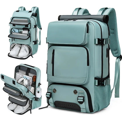 Large Travel Backpack Boardable Backpack USB Charging Waterproof Outdoor Travel Backpack Independent Shoe Compartment