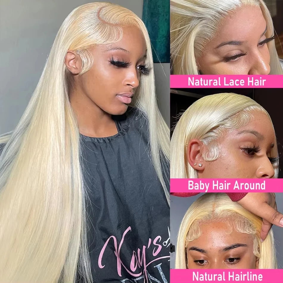 26 Inch 613 Lace Front Wig Human Hair 13X4 Blonde Straight HD Transparent Lace Frontal Wigs Human Hair Pre Plucked with Baby Hair 180% Density Blonde Glueless Wigs Human Hair