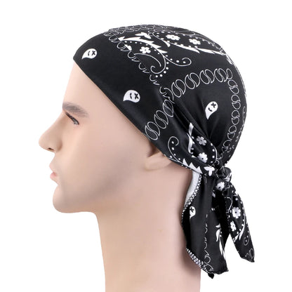 New Paisley Print Hip Hop Turban Cap Elastic Head Wraps Breathable Casual Durags Candy Color Durag Unisex Bandana Pirate Hats