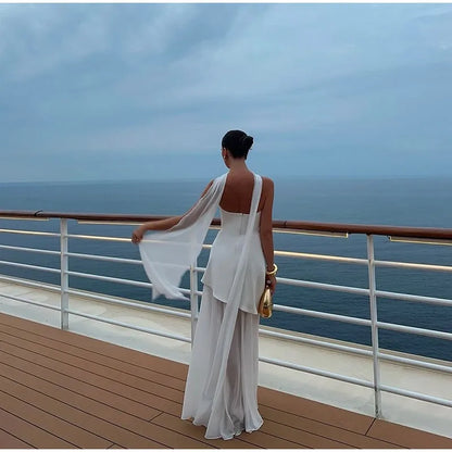 White Sexy Lace Flare Sleeve Dress Off Shoulder Slim Maxi Dresses Women 2024 Female Hollow Out Mermaid Floor Length Elegant Robe