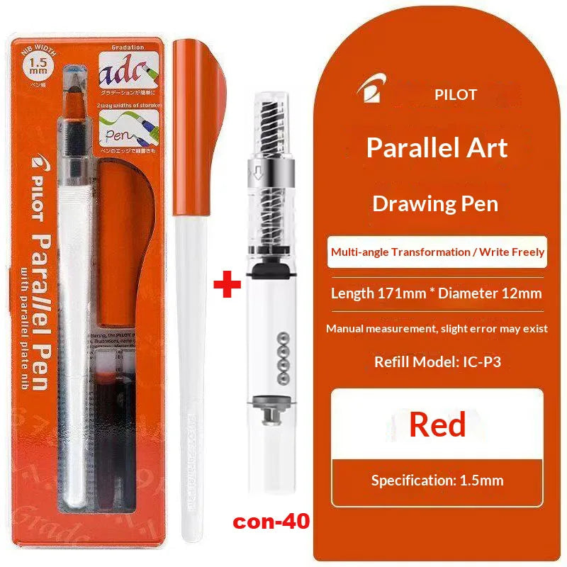 Original PILOT FP3-15-SS Parallel Pen Multi Sizes Flat Tip Calligraphy Fountain Pen Practice Gothic Italic Hand Lettering Suppli