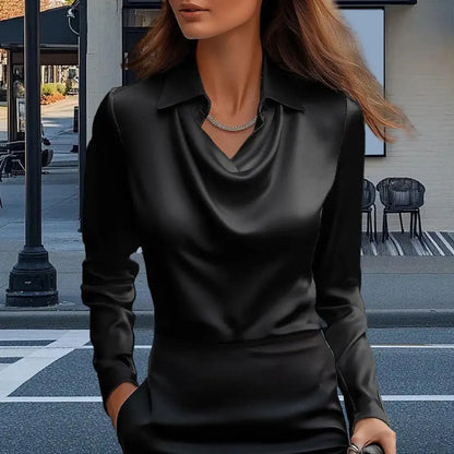 Satin Women Shirt Vintage Long Sleeve Blouse Women Silk Elegant Womens Tops Commuting Luxury White Shirt Autumn Female Clothing