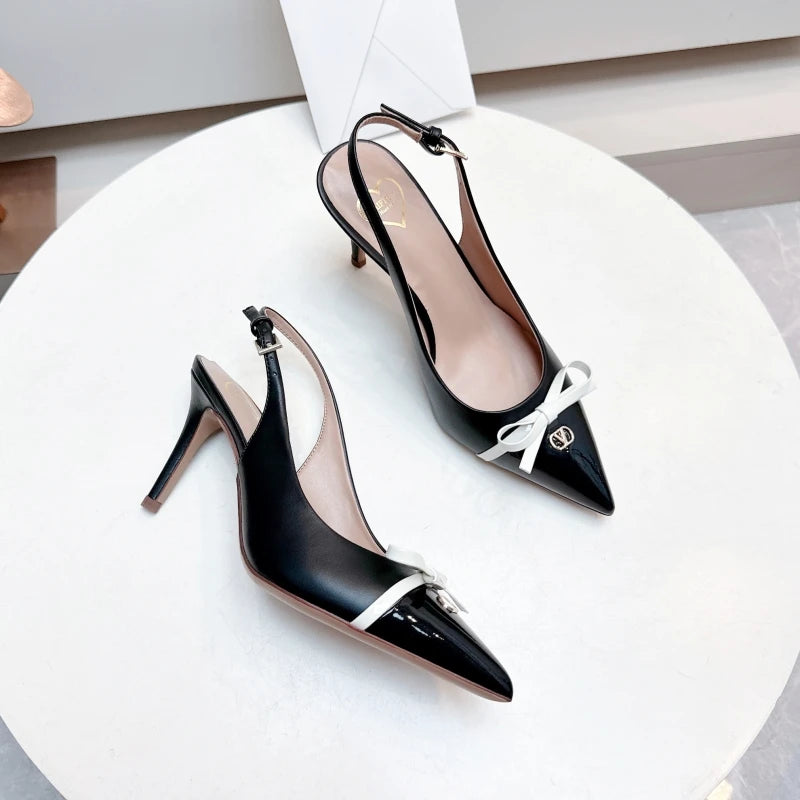 Heels Sandals Gladiator Summer Luxury Brand 2026 Bow Women High Heels Pointed Toe Designer Elegant Slingbacks Party Ladies Shoes