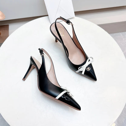 Heels Sandals Gladiator Summer Luxury Brand 2026 Bow Women High Heels Pointed Toe Designer Elegant Slingbacks Party Ladies Shoes