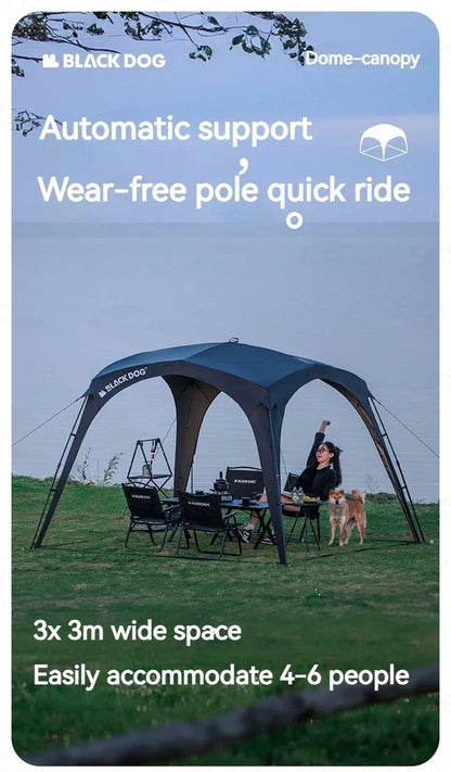 BLACKDOGAutomatic Dome Shelter Tent Self-supporting Quick Open Black Coating Outdoor Camping Canopy Expand Tarp Traveling Family