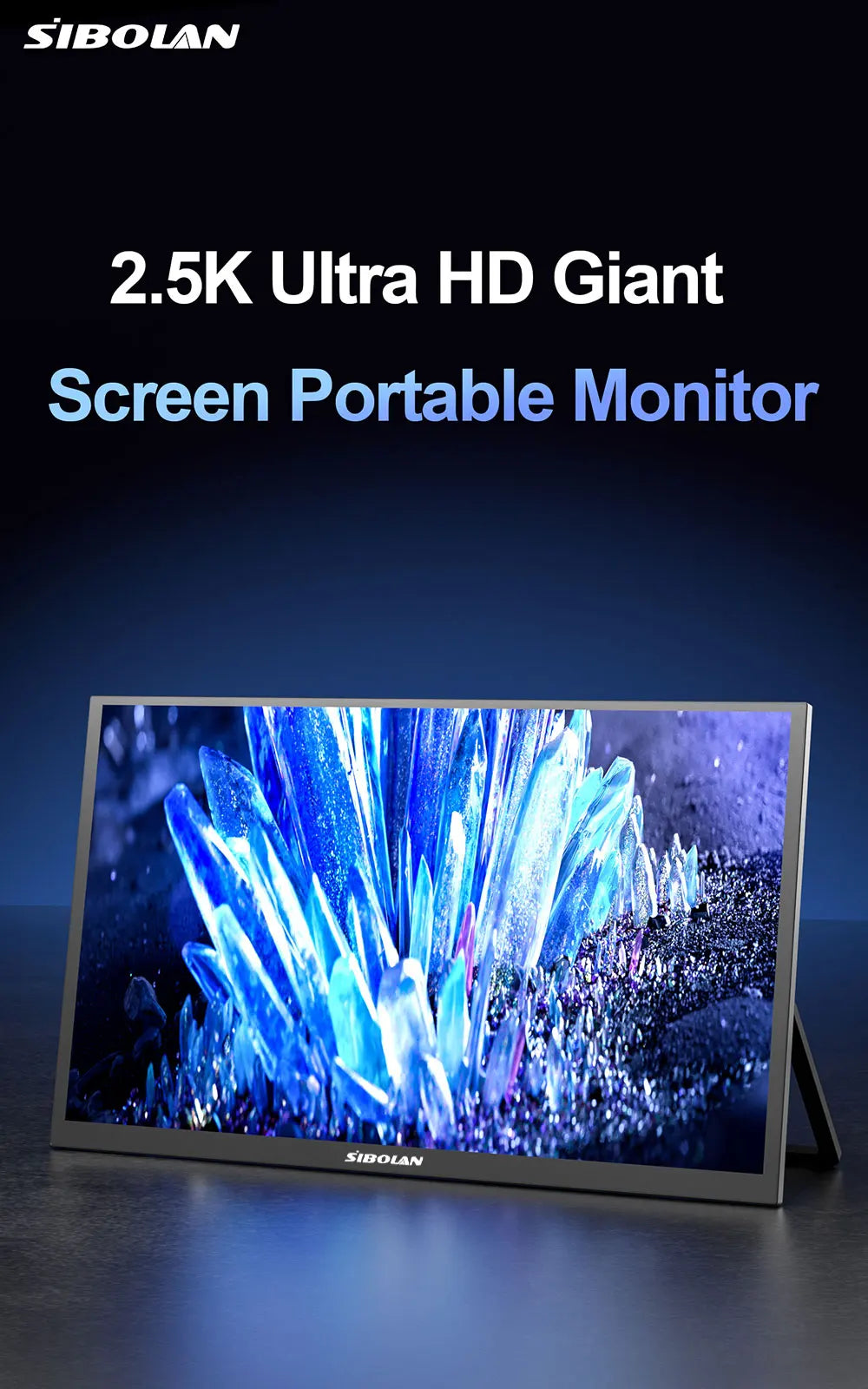 Sibolan 27 inch 2.5K Portable Monitor 165Hz 72% sRGB HDMI USB-C Plug Built-in Mount Laptop Display Extender For Windows Mac