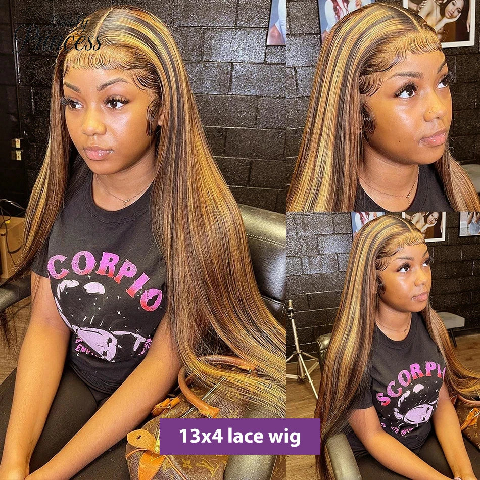 Honey Blonde 4/27 Highlight Wig 13x6 HD Lace Frontal Natural Hairline Pre-Plucked 13x4 Bone Straight Colored Lace Front Wigs