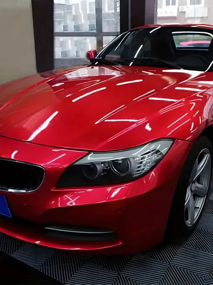 Ultra Glossy Red Metallic Car Vinyl Wrap Film Wrapping Foil Car Sticker Decal For Motor Computer Furniture Auto Graphic