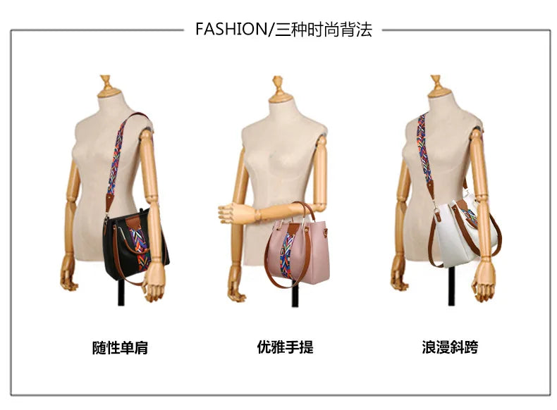 Fashionable Women's Shoulder Bag Hot Sale Of The Season New Style Mother-Child Multi-piece Set Colorful Ribbon Ladies Handbag Si