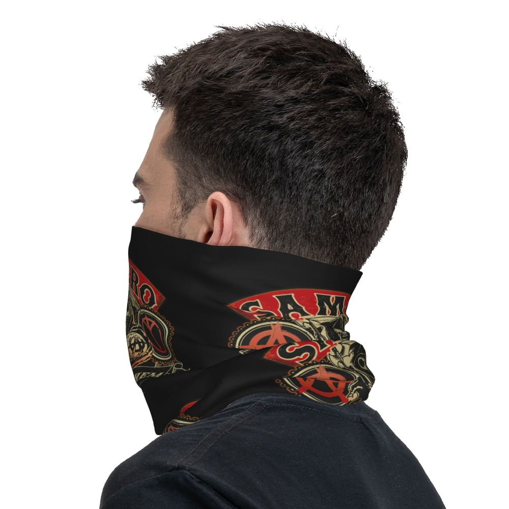 Custom 1 Percenter Essential Sons Bandana Neck Gaiter for Ski Camping Men Women Wrap Scarf TV Show Anarchy Headband Warmer