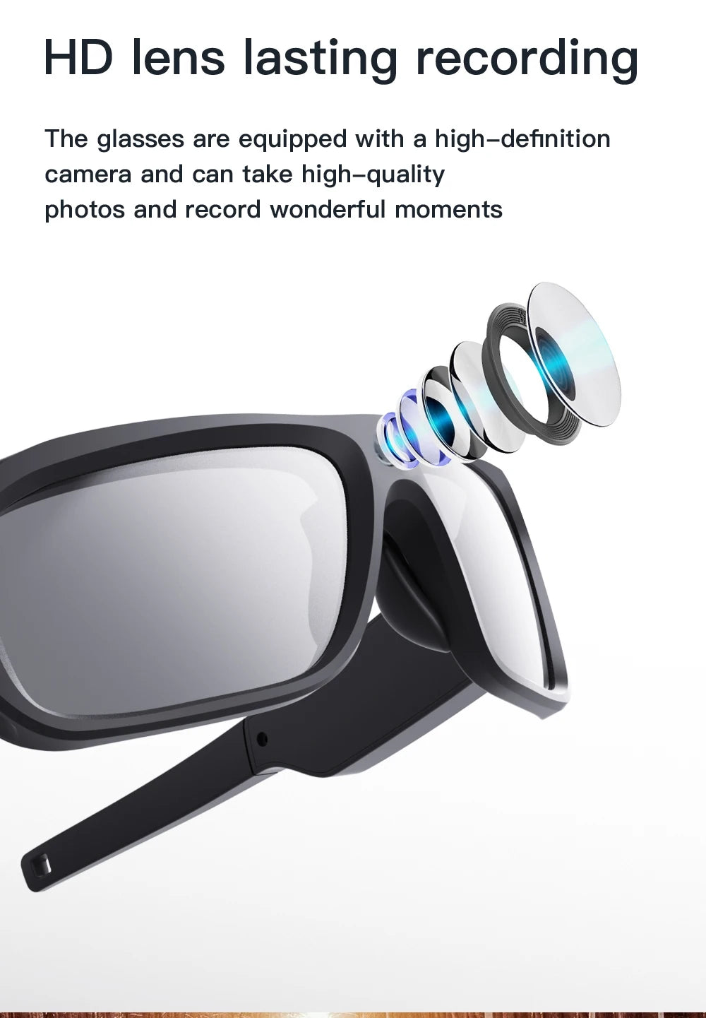 4K HD Smart Glasses Camera Mini Eyewear Camcorder for Outdoor Cycling Driving Video Recordings