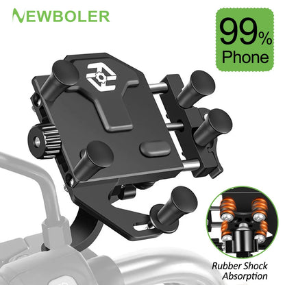 New Motorcycle Phone Holder Universal Alloy Shock-Absorbing Motos Bike Handlebar Navigation Bracket 360° Rotary Adjustable Stand