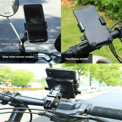 360° Free Rotation Phone Holder for Motorcycle Outdoor Bicycle Riding GPS Navigation and Video Shooting Shock Absorption Design