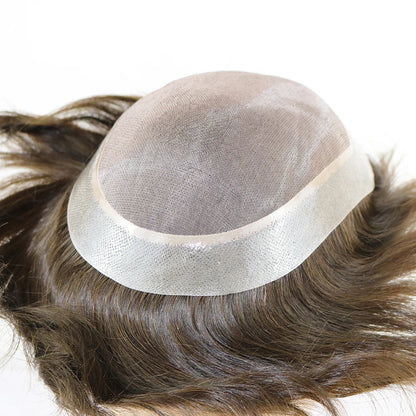 Natural Frontline Afro 18mm/15mm Curly Men Toupee Undetectable PU System European Human Hair Prosthesis Super Durable Fine Mono