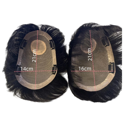 100% Human Hair Toupee Wigs for Men Hair Male Wig Capillary Prothesis Replacement System Men's Wig Real Hair for Cover Grey Hair