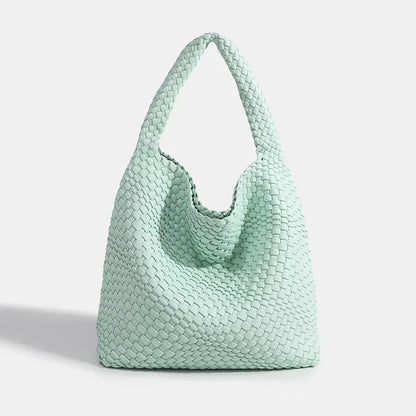 Women's Fashionable Woven PU Leather Tote Bag Shoulder Handbag Top-Handle Bag with Purse - Stylish Woven Bag Purses