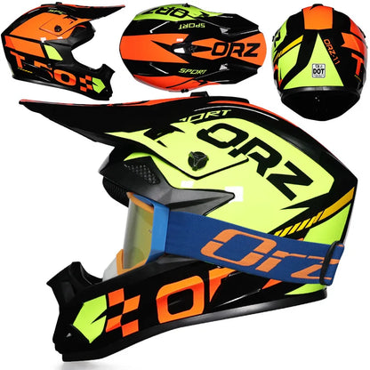 DOT Approved Off Road Helmet with Goggles Motocross Helmet Dirt Bike ATV Motorcycle Helmet Moped Dirtbike Racing Dirtbike Helmet