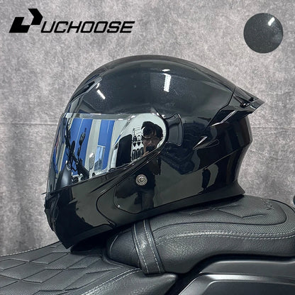 Uchoose DOT Approved Helmets Crash Motorbike Protective Gear Men Women Flip Up Helmet Motorcycle Double Sun Visor