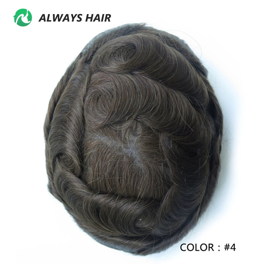 I SKIN Men's Capillary Prothesis 0.12-0.14mm Indian Human Hair 130% Hair Density Men Toupee 6x8 6x9 7x9 7x10 8x10 Size Wig Man