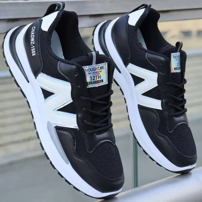 New Spring Autumn Men's Breathable Mesh Sports Shoes Korean Style Lightweight Casual Shoes Soft Bottom Running