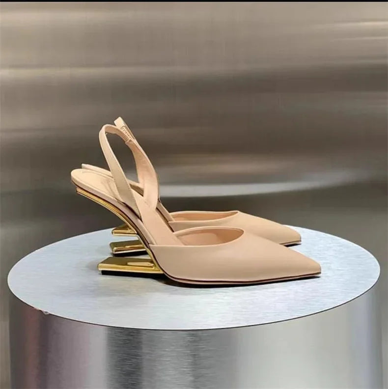 Women Single Shoes Fashion Sexy Anti Slip High Heels 2025New Special-shaped Half-support Simple Banquet Shoes for Women Footwear