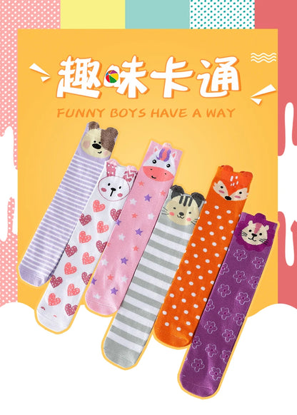 Children warmer ankle short lovely socks Cartoon Cute Kids Girl Knee High Socks infant cotton Baby Animal Over Knee Socks girls