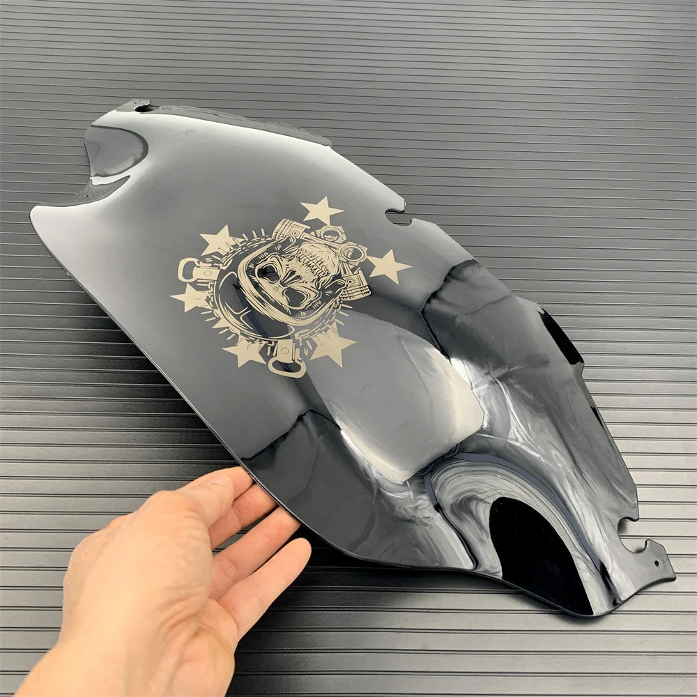 8" Motorcycle Black Skull Windscreen Windshield For Harley Touring Street Glide Electra Ultra Classic 1996-2013