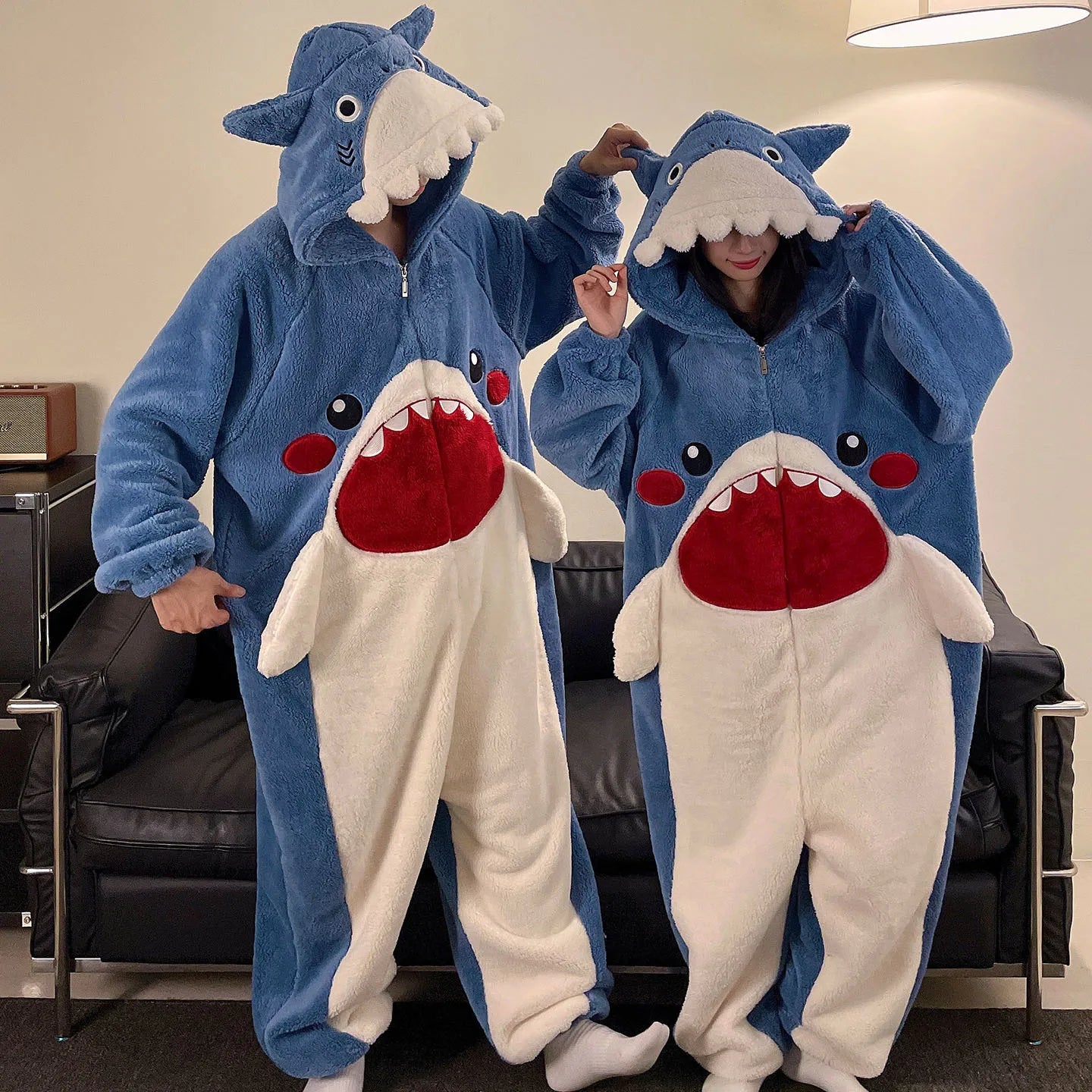 Kigurumi Adults Winter Sleepwear Women Men Pajamas Animal Onesie Thicken Couples Pijamas Cartoon Night Wears For Women Homewear