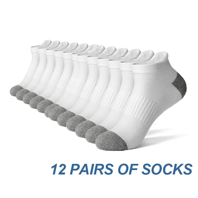 AOTOLK 6/12 Pairs Cotton Man and Women Socks Sports Solid Color Male's Short Sock Cycling Breathable Ankle Summer Running Socks