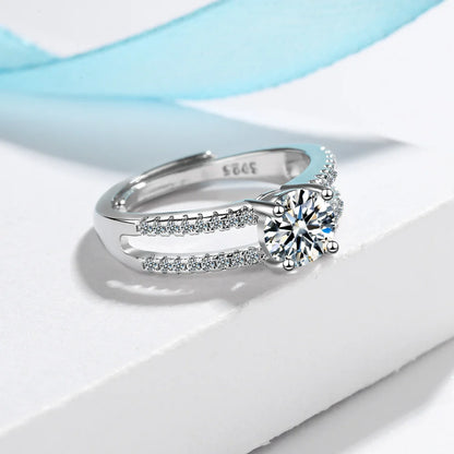 D Color VVS1 Moissanite Double Layer Adjustable Ring for Women Wedding Fine Jewelry 925 Sterling Silver Engagement Rings Gifts